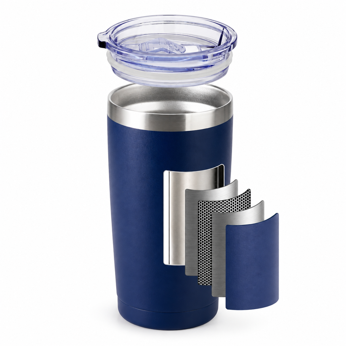 Travel Coffee Tumbler 20 oz, Insulated Mug with Lid, Stainless Steel Cup for Outdoor, Powder Coated Navy clean product image